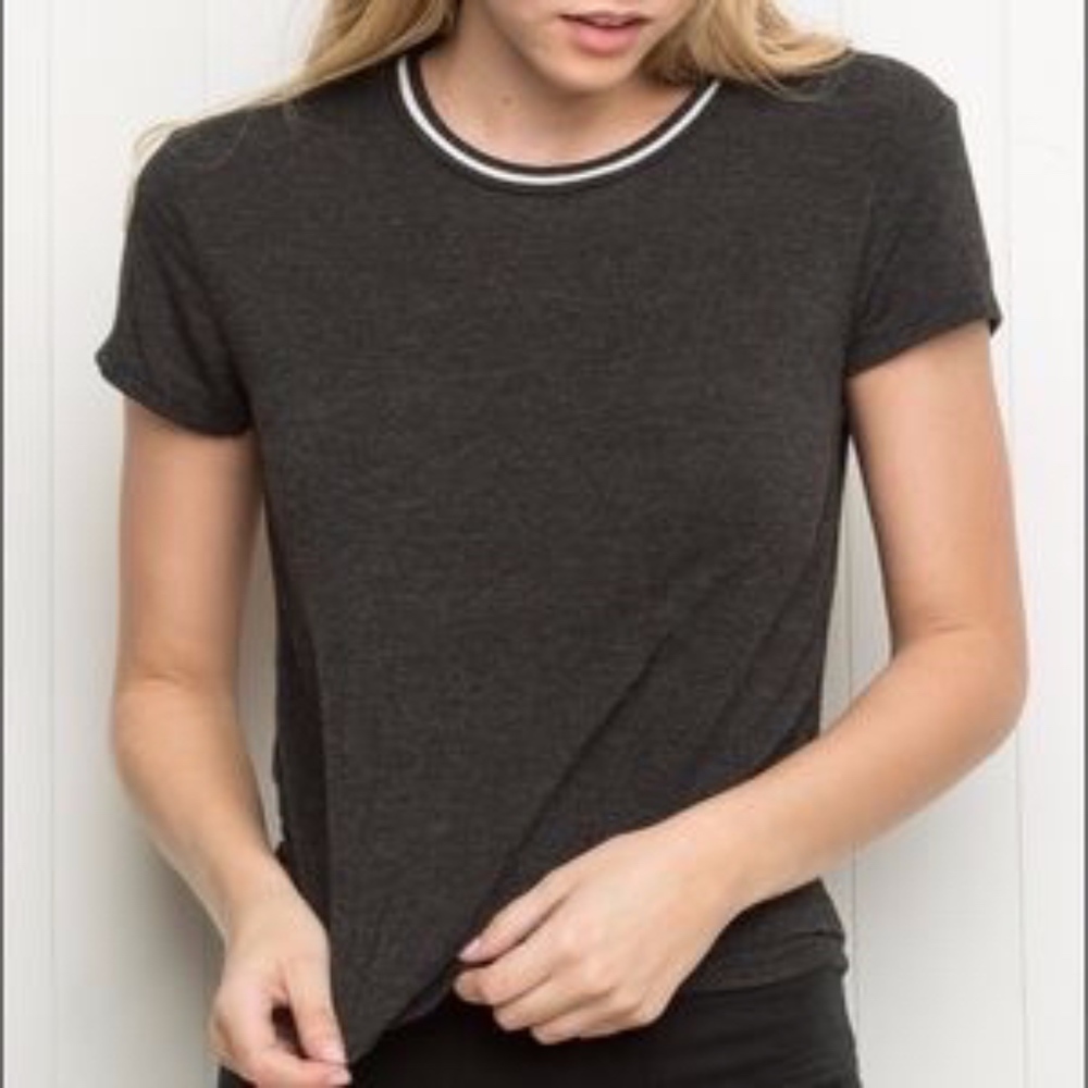 NWOT- *BLACK* Brandy Melville White Trim Top!